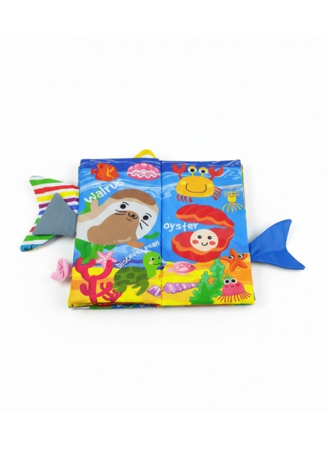 كتاب قماشي ناعم للأطفال - لعبة تعليمية حسية على شكل حيوانات بحرية للأطفال الرضع والصغار - هدية عيد - Image 2